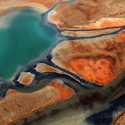 Salty colorful water at the dead sea