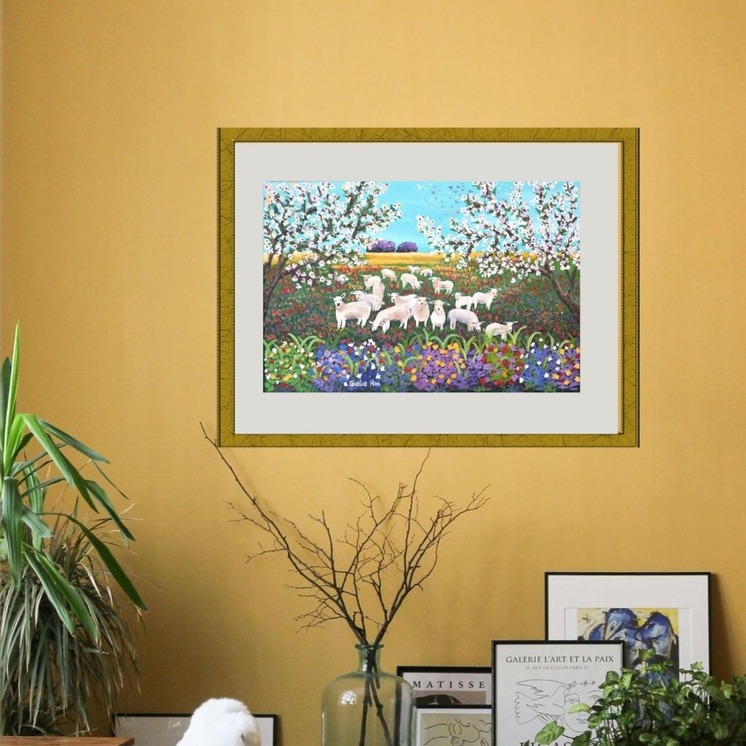 Sheep and Almond Trees-SOLD - Image 2