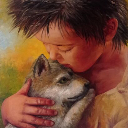 Boy And Wolf Cub