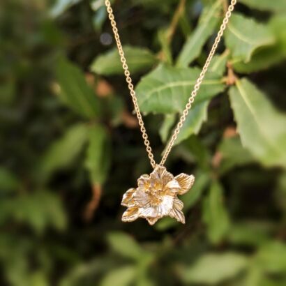 Hollyhock flower pendant