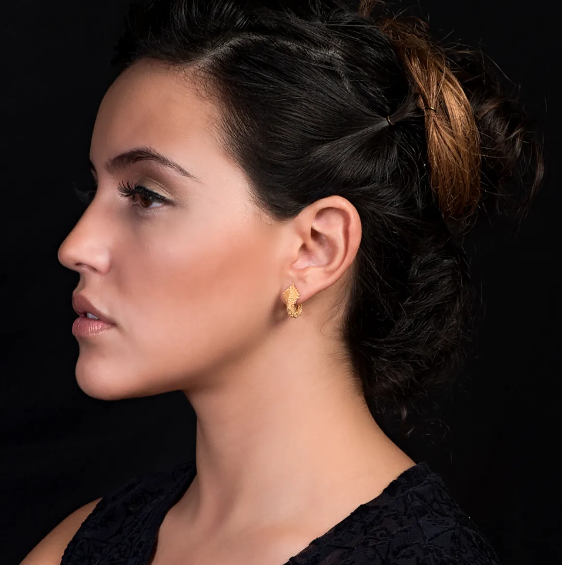 Gold Granule Arrow Hoops - Image 4