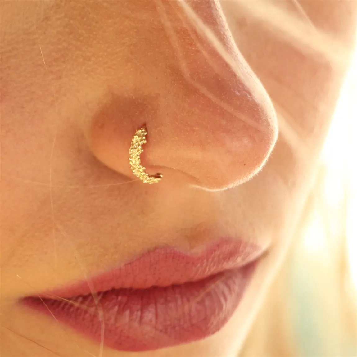 Granulated Gold Nose Ring