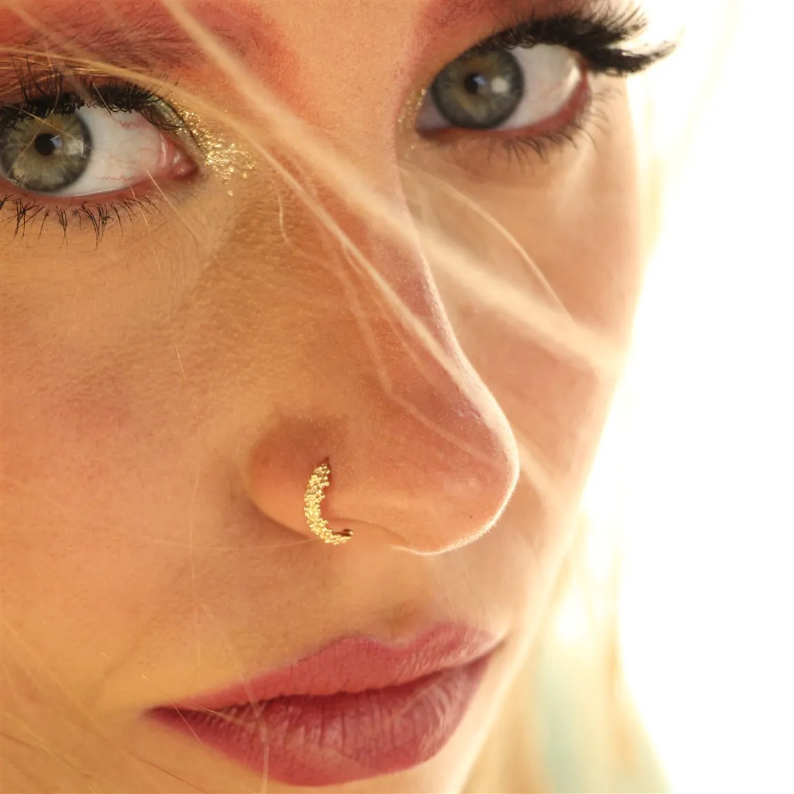 Granulated Gold Nose Ring - Image 6