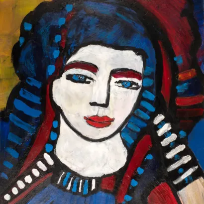 Red Blue Indian Girl