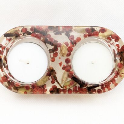 double candle holder with spices